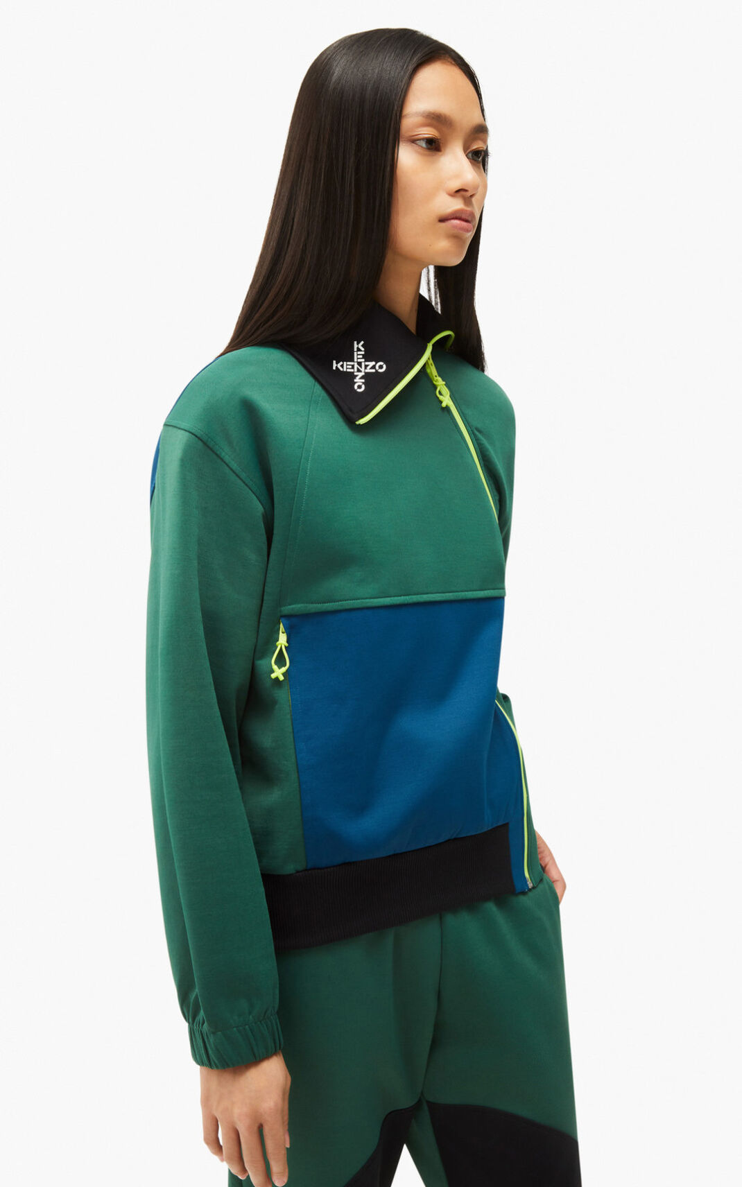 Kenzo Sport Zip Sweatshirt Dame - MørkeGrøn DK-006999